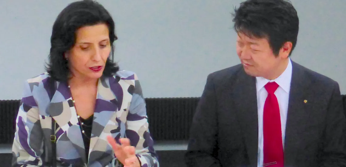 Aude Debreil, Directrice Générale de l'Epa Sénart et Kentaro OHYAMA, Président IRIS Group Aude Debreil, Directrice Générale de l'Epa Sénart et Kentaro OHYAMA, Président IRIS Group