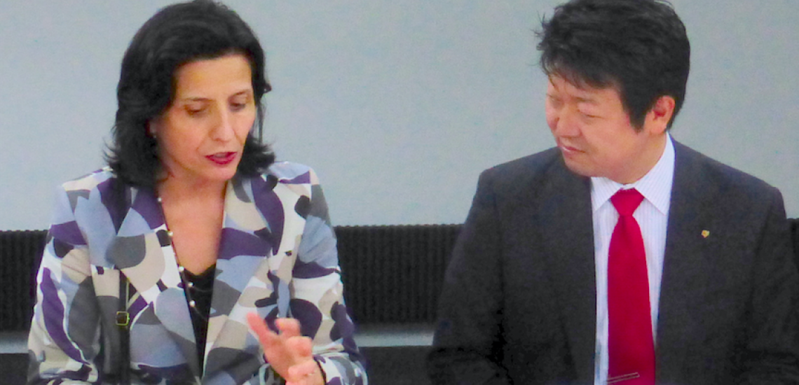 Aude Debreil, Directrice Générale de l'Epa Sénart et Kentaro OHYAMA, Président IRIS Group Aude Debreil, Directrice Générale de l'Epa Sénart et Kentaro OHYAMA, Président IRIS Group